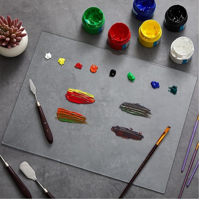 Nuanchu 1 Pcs 12 x 16 Inches Clear Tempered Glass Palette - Image 2