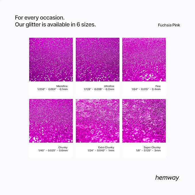 Hemway Polyurethane & Epoxy Resin Glitter 100g / 3.5oz Metallic Crystal Flake Additive for Flooring Jewelry Tumblers Glass Pigment - Microfine (1/256" 0.004" 0.1mm) - Fuchsia Pink