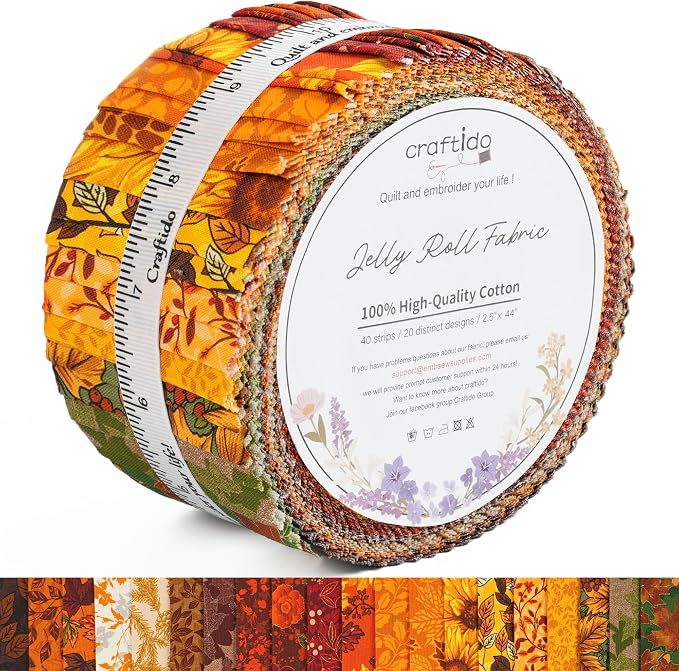 Craftido-20 Options-100% Cotton Jelly Roll Fabric Precut Strips by Craftido