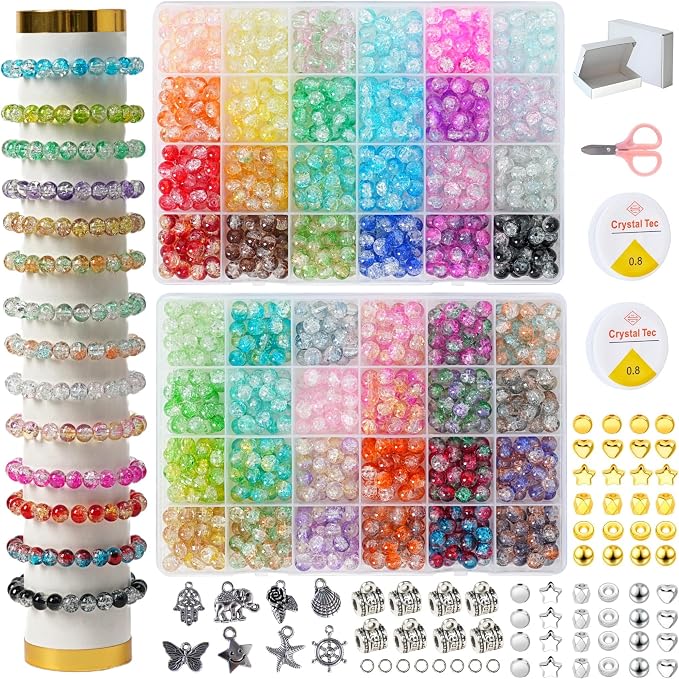 REVKI 1300PCS 8mm Mixed Crackle Glass Beads - Image 8