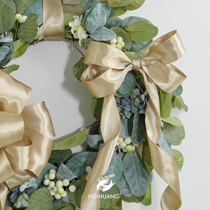 HUIHUANG Champagne Satin Wired Ribbon 1-1/2 inch Champagne Gold Wire Edge Ribbon - Image 4