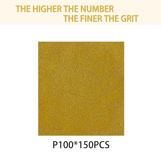 150PCS 100 Grit Gold Sanding Discs, 5-Inch 8-Hole Sandpaper for Random Orbital Sander, for Automotive or Woodworking