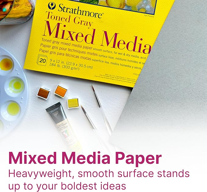 Strathmore 300 Series Mixed Media Pad, Toned Gray, Tape Binding, 20 Sheet - Image 2