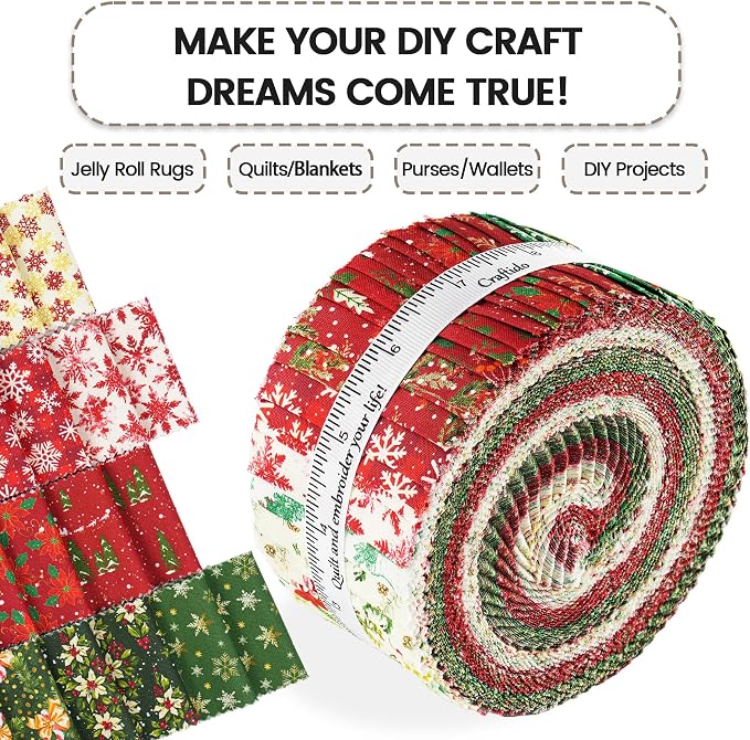 Craftido-20 Options-100% Cotton Jelly Roll Fabric Precut Strips - Image 5