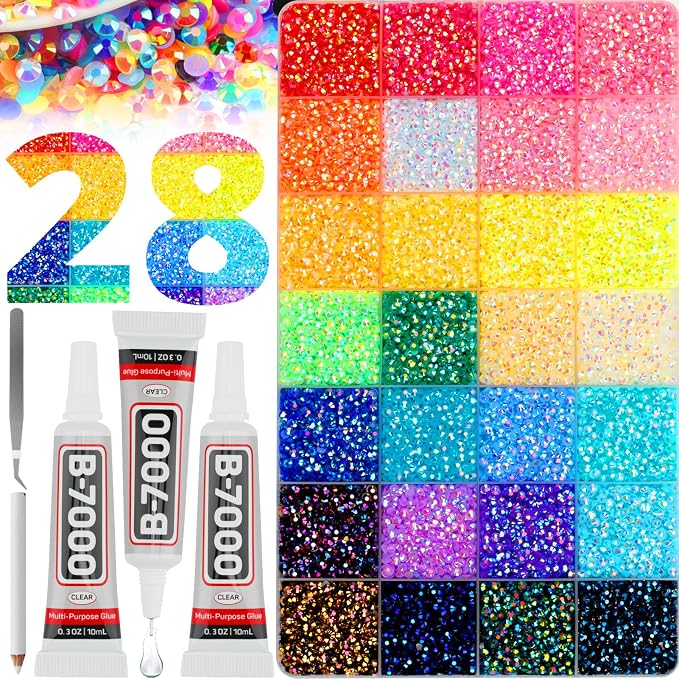 40000Pcs 3MM Rhinestones for Bedazzling, Bedazzler Kit Gems Stones Jelly Resin by Worthofbest