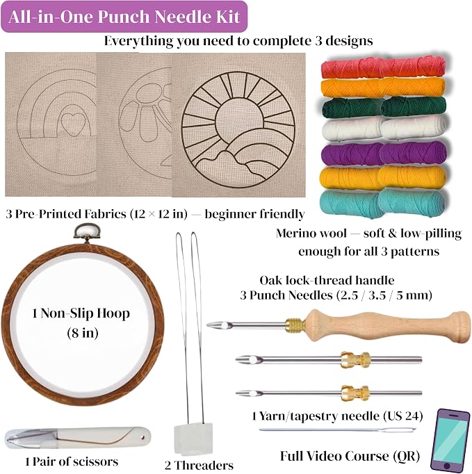 Zyrose Punch Needle Kit for Beginners & Adults, Printed Fabric, 3 - Image 2