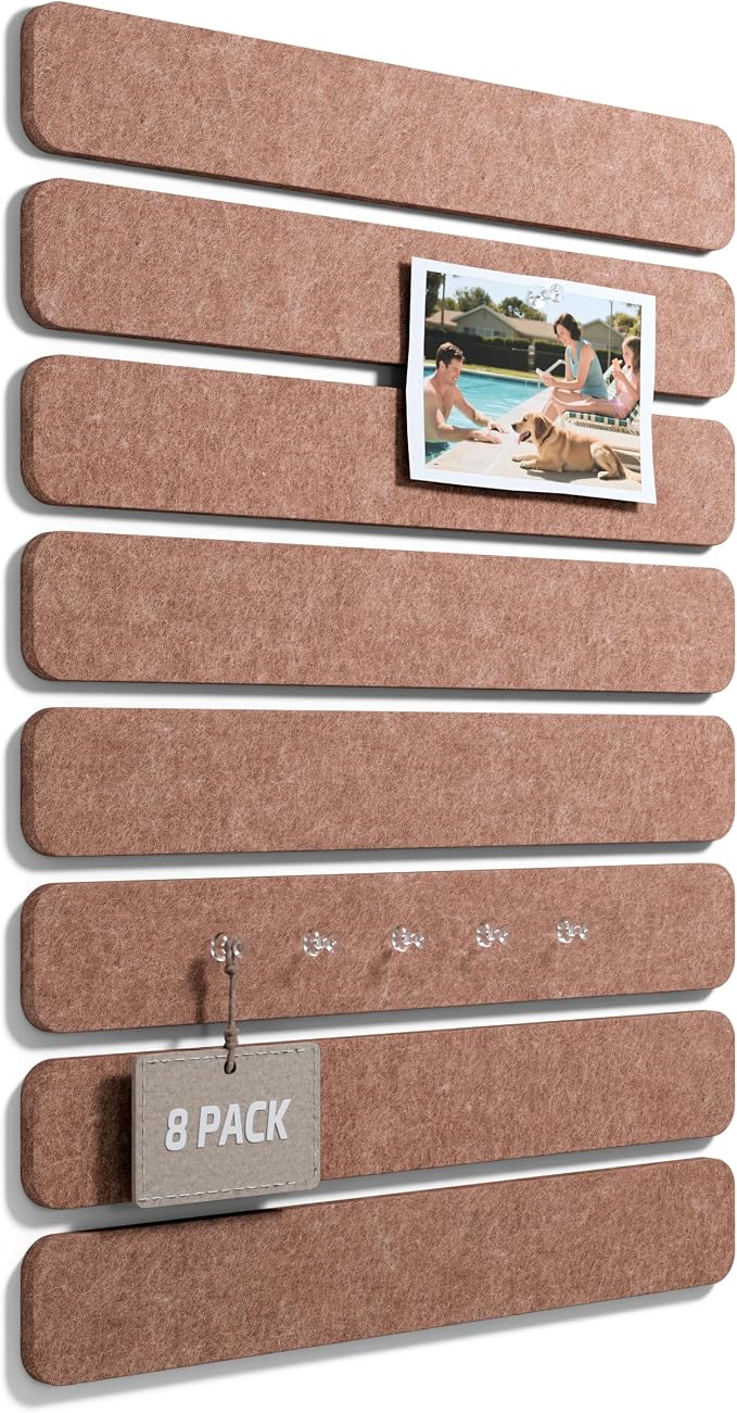 Fluxynara Cork Board Alternative Felt Strip Board 8-Pack 13"x2", Office Pin by FLUXYNARA