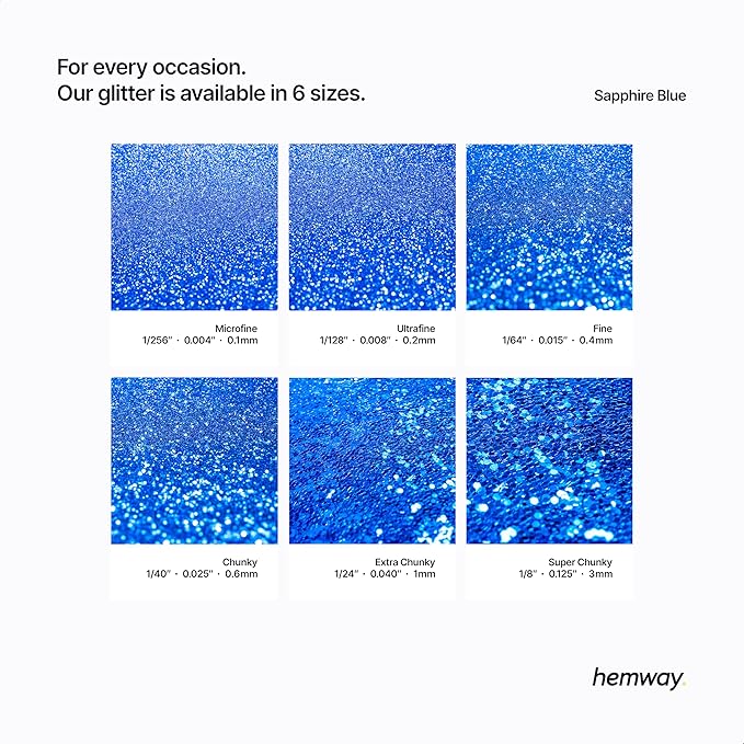 Hemway Polyurethane & Epoxy Resin Glitter 100g / 3.5oz Metallic Crystal Flake Additive for Flooring Jewelry Tumblers Glass Pigment - Fine (1/64" 0.015" 0.4mm) - Sapphire Blue