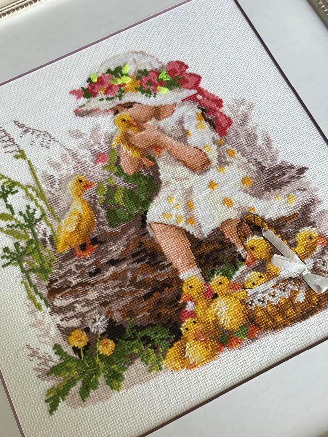 RIOLIS - Girl with Ducklings 1781, Animals Cross Stitch Kits 11, Cross Stitch - Image 3
