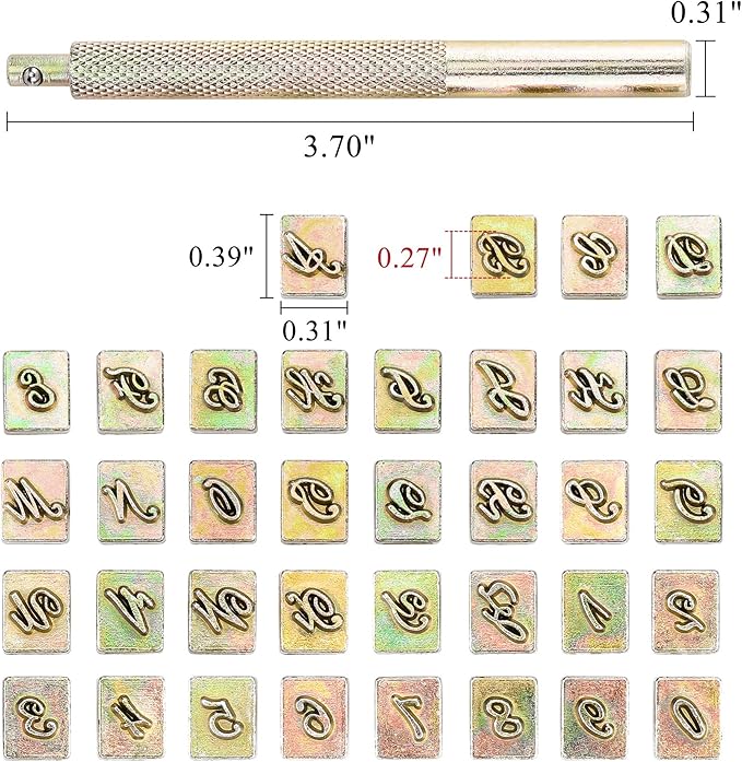 Yoption 37 Pieces Leathercarft Stamping Tool Set, 6mm Alphabet Letters and Numbers Stamps Leather Craft Stamping Tools with Gift Box