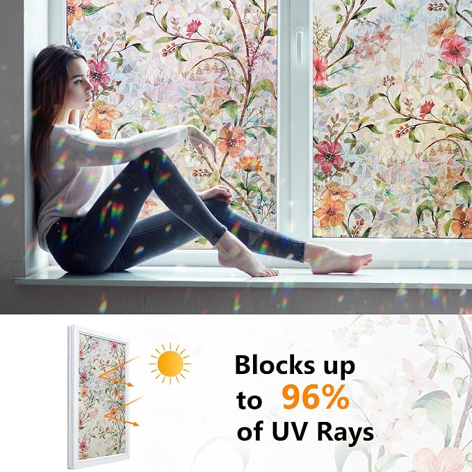 Ranzdn Window Privacy Film, Stained Glass, Static Cling, 23.6" x 78.7" | No - Image 3
