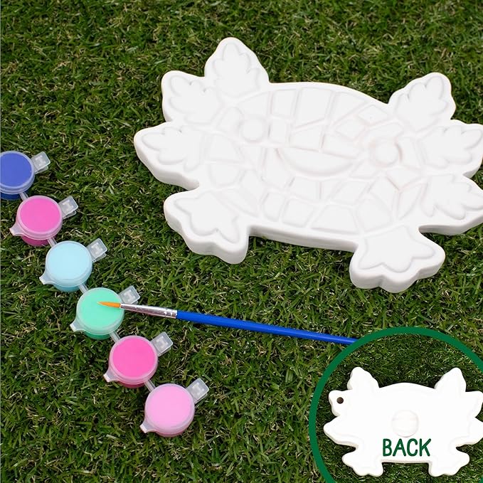 Creative Roots Axolotl Stepping Stone Kit, 7-Inch Paintable Ceramic Stepping Stone, Includes 6 Acrylic Paints, Kids Crafts, Ages 8+