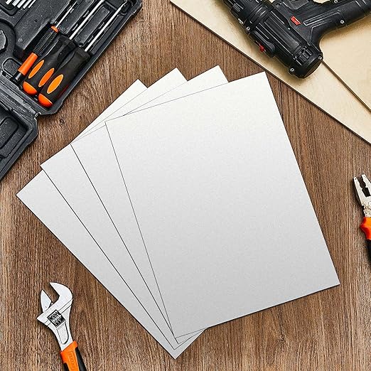 Hicarer 4 Pcs Mild Steel Sheet Cold Rolled 18 Gauge Metal Plate Weldable Metal Sheets for Professional Industrial DIY Use, Clean Surface Easy to Weld (9" X 12")