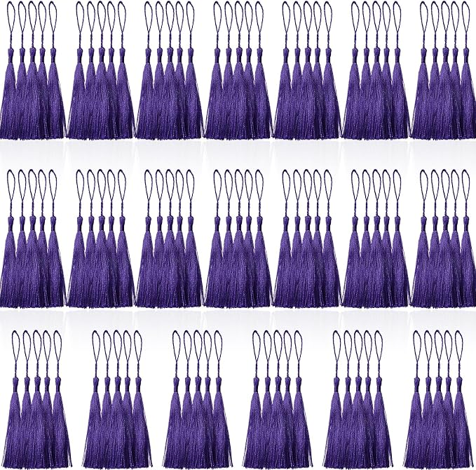 100 Pcs Purple Mini Tassels 13cm/5 Inch by CREATRILL