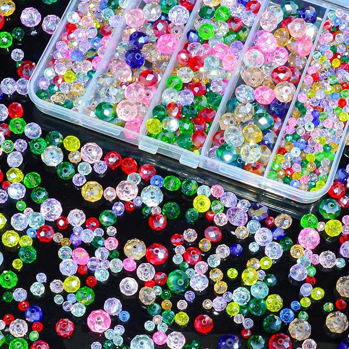 800Pcs Colors Random 4/6/8/10mm Crystal Glass Beads by Laopottbeads
