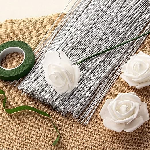 Juvale 18 Gauge Wire Stems - White, 300-Pack, 16 in - Pre-Cut Floral & Craft Wire for Bendable Stem Shaping