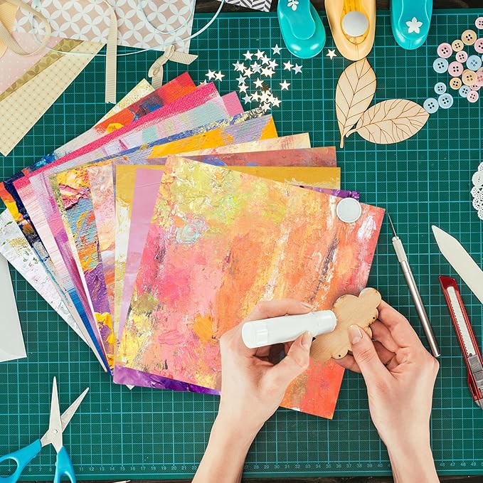 24 Sheets 12 Designs Scrapbook Paper Pad,6"×6” Single-Sided Decopodge Craft Cardstock Paper,Christmas Scrapbooking DIY Decorative Background Cardmaking Supplies.Oil Painting