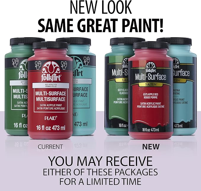 FolkArt Multi-Surface Satin Acrylic Paint in Assorted Colors, 16 oz, Classic - Image 2