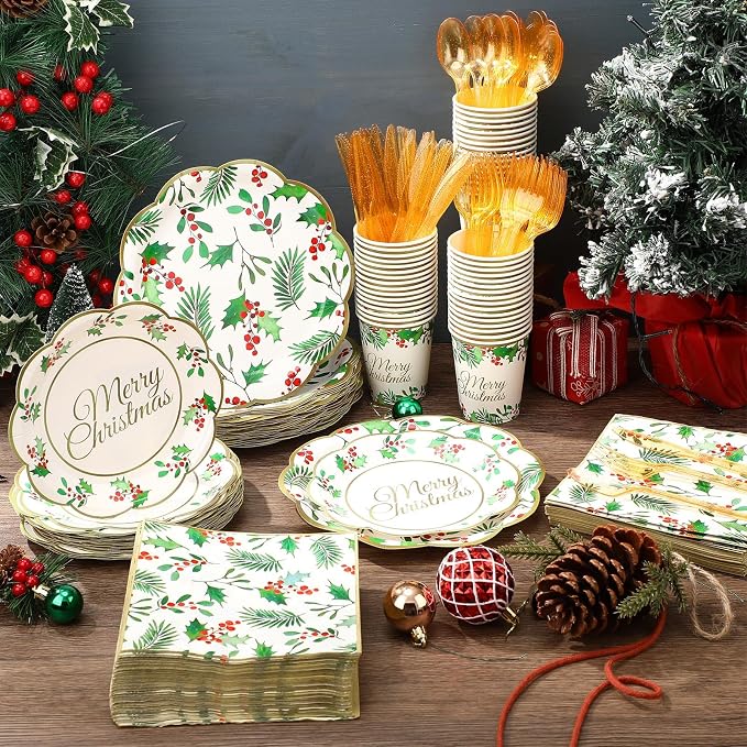 Pickmesh 400 Pcs Christmas Party Supplies Include Seasonal Holly Leaf - Image 4