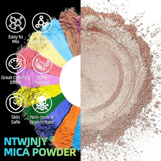 Flesh Colored Mica Powder for Epoxy Resin，Natural Shimmer Mica Powder Used for Coloring car Spray Paint, Candles, soap, Eye Shadow, Lip Gloss, Nail Polish(50g/1.7oz)