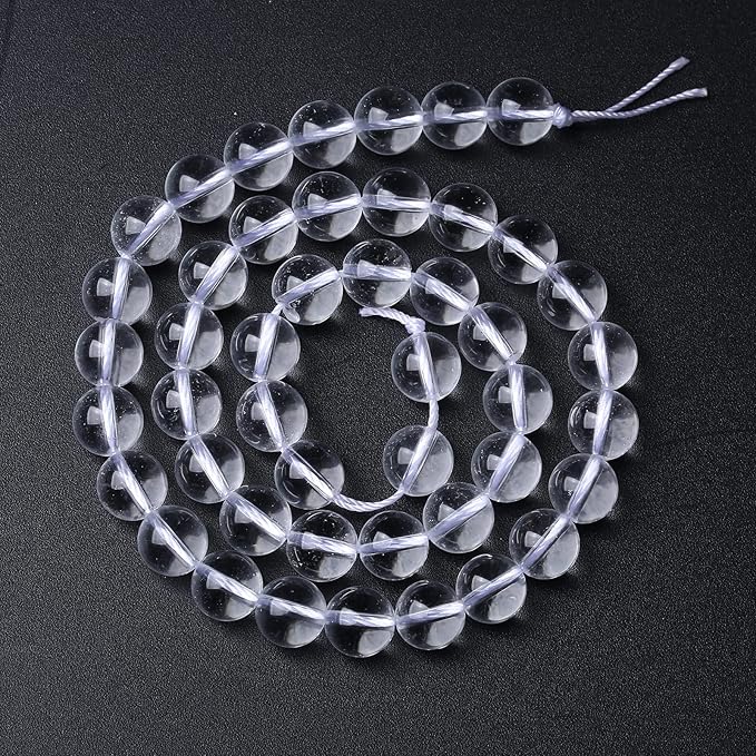 AAAAA Natural Clear White Crystal Quartz Beads Round Loose Spacer Beads for Jewelry Making DIY Bracelets Crystal Energy Healing Power Stone 36pcs 10mm 15 Inch