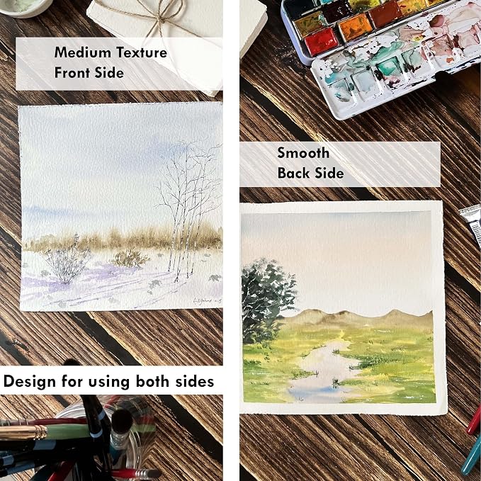 Deckle Edge Watercolor Paper, 100% Cotton, 140 LB, 300 g/m², 30 Sheets | Cold - Image 8