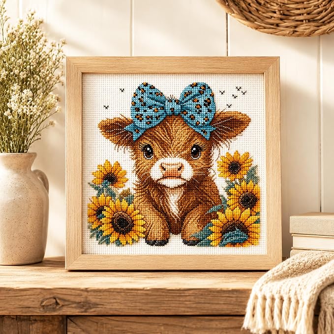 Zhenqing Highland Cow Stamped Cross Stitch Kit - Image 2