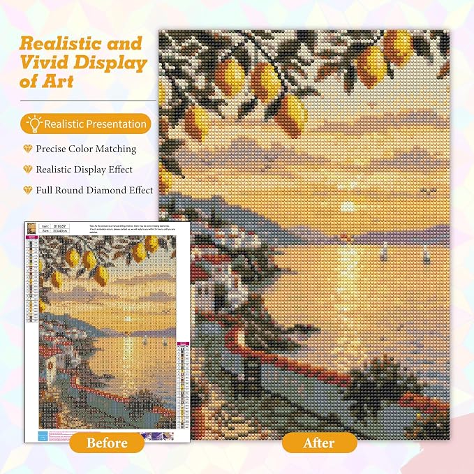 Lemon Tree Diamond Art Kits for Adults Beginners 12x16 in, DIY Craft Gift | - Image 4