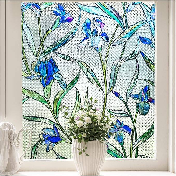 Coavas Stained Glass Window Film Privacy Static Cling by Coavas