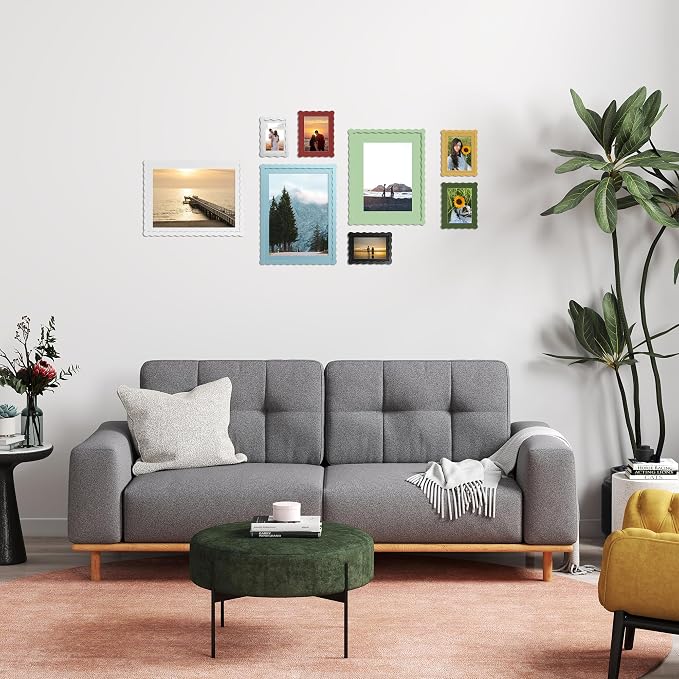 12x16 Picture Frame with Mat for 11x14, Wavy Edge Wooden Real Glass Photo Frame - Image 6