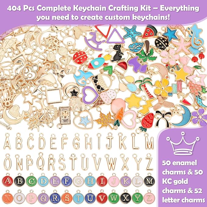 selizo 404Pcs Charms Lip Gloss Keychain Making Kit, DIY Craft Supplies - Image 2