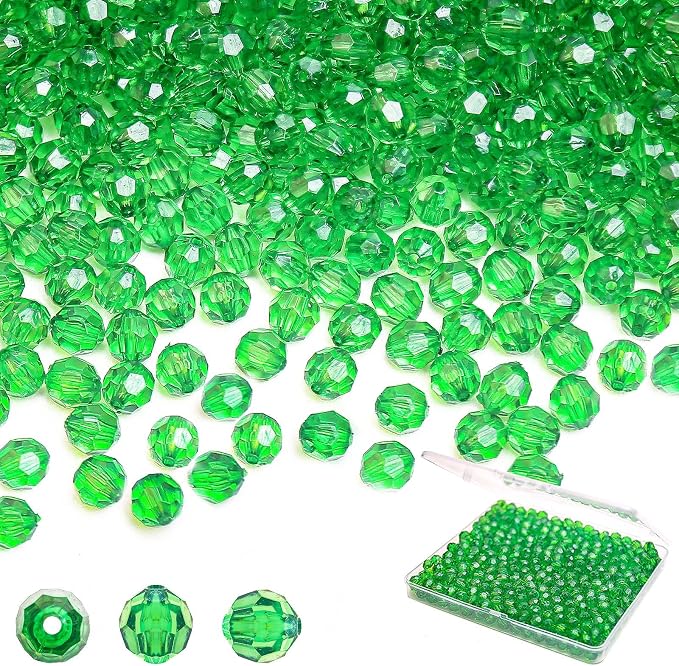 BONNY BOXX 500pcs 8mm Acrylic Faceted Round Crystal Beads Transparent Deep by BONNY+BOXX