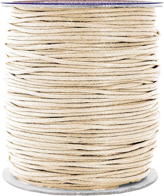 Mandala Crafts 1.5mm 109 Yards Cream Cotton Waxed Cord for Jewelry Making Bracelet Cord Waxed String - Beading String Thread Jewelry Cords for Necklaces String