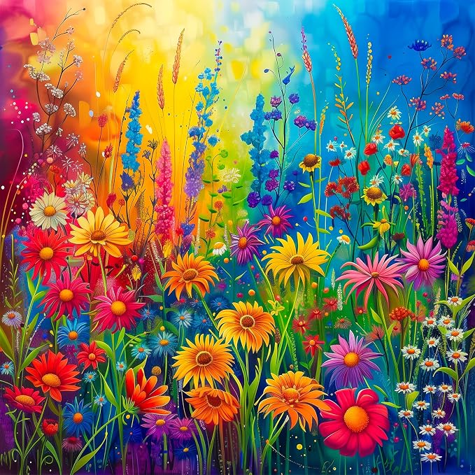 Bgraamiens Rainbow Flowers Garden 1000 Piece Puzzle by Bgraamiens