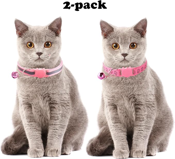 Red Breakaway Cat Collar with Bells, Reflective Kitten Collar with Bells - Image 2