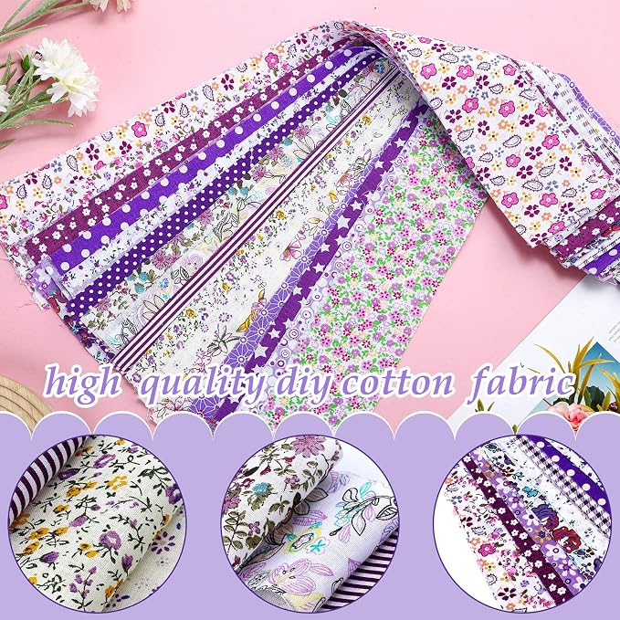 Hosuly 40 Pcs Purple Floral Jelly Fabric - Image 3