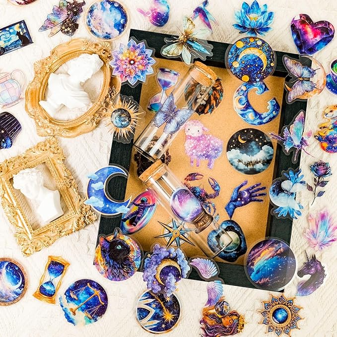 50 PCS Fantasy Punk Galaxy Stickers – Aesthetic Transparent Waterproof - Image 3
