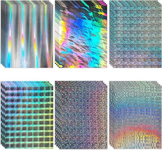 24 Sheets Holographic Cardstock 8.5 x 11in, 250gsm/92lb 6 Mixed Styles Metallic Cardstock Shiny Iridescent Mirror Paper Thick Foil Board for Scrapbook,Card Making,Crafts,Party Decoration (Multicolor)