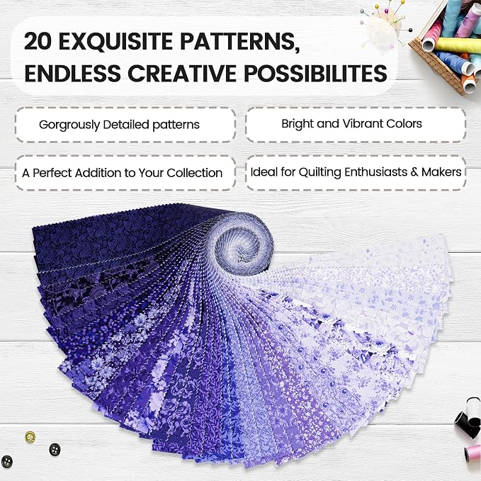 Craftido-20 Options-100% Cotton Jelly Roll Fabric Precut Strips - Image 3
