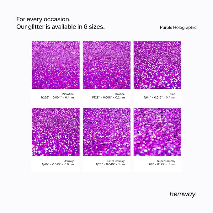 Hemway Polyurethane & Epoxy Resin Glitter for Arts, Crafts, Tumblers, Flooring, Woodwork, Decorating and Resin Projects 100g - Purple Holographic