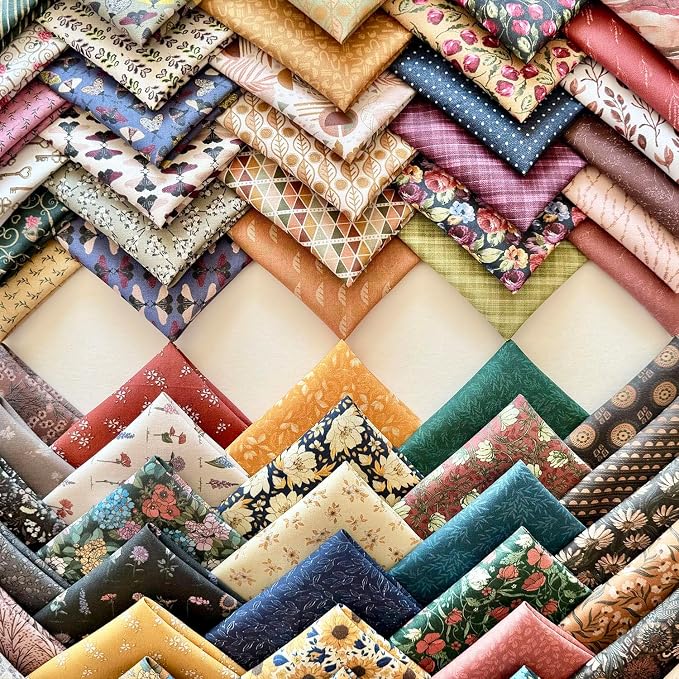Vintage Floral & Botanical Cotton Fabric Bundle – 60 Pre-Cut Squares, 100% - Image 2