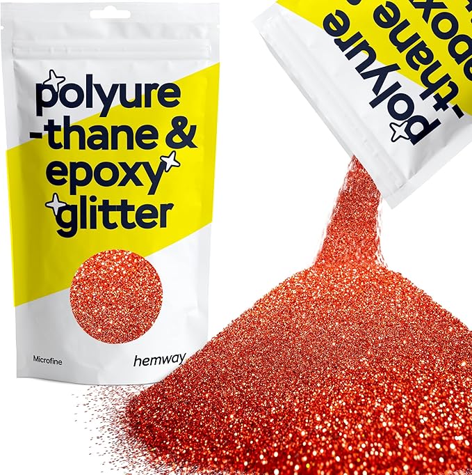 Hemway Polyurethane & Epoxy Resin Glitter 100g / 3.5oz Metallic Crystal Flake Additive for Flooring Jewelry Tumblers Glass Pigment - Microfine (1/256" 0.004" 0.1mm) - Red Holographic