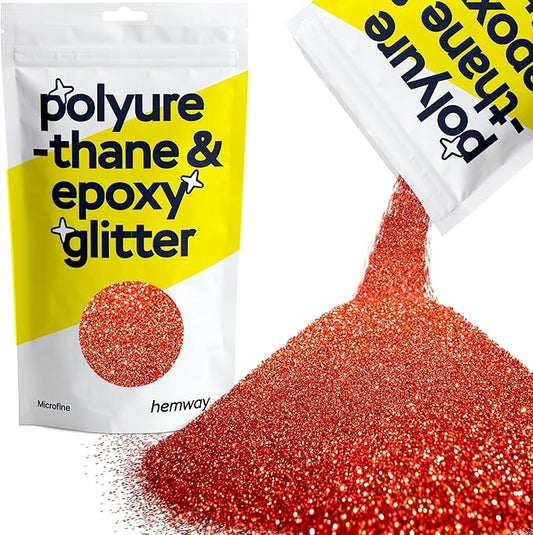 Hemway Polyurethane & Epoxy Resin Glitter 100g / 3.5oz Metallic Crystal Flake Additive for Flooring Jewelry Tumblers Glass Pigment - Microfine (1/256" 0.004" 0.1mm) - Red Holographic