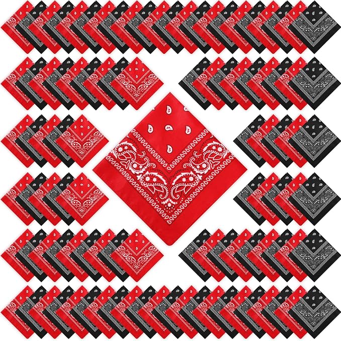 100 Pack Bandanas Unisex Paisley Bandanas Bulk Multi Purpose Cowboy Head Wrap by Handepo