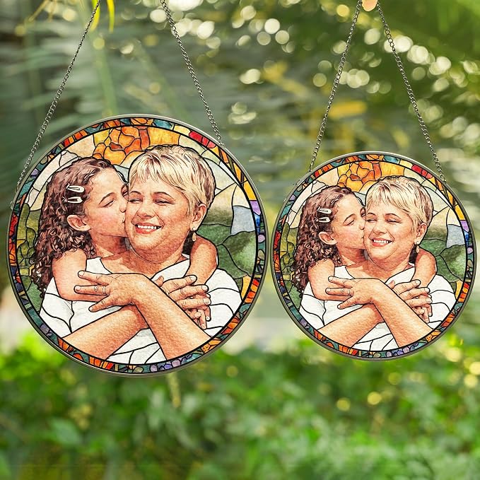 Personalized Grandma and Grandkids Portrait Faux Stained Glass, Custom Photo - Image 7