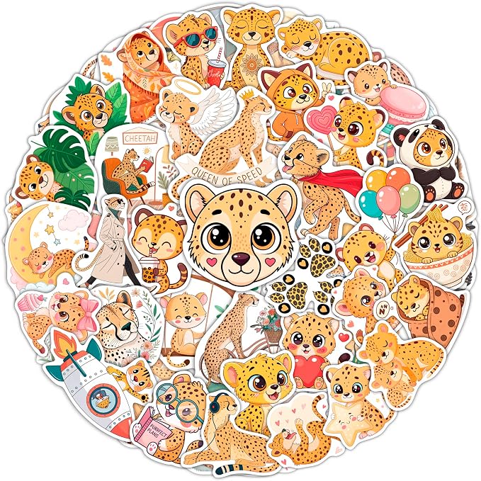 100Pcs Cheetah Stickers for Water Bottle, Laptop by BulbaCraft