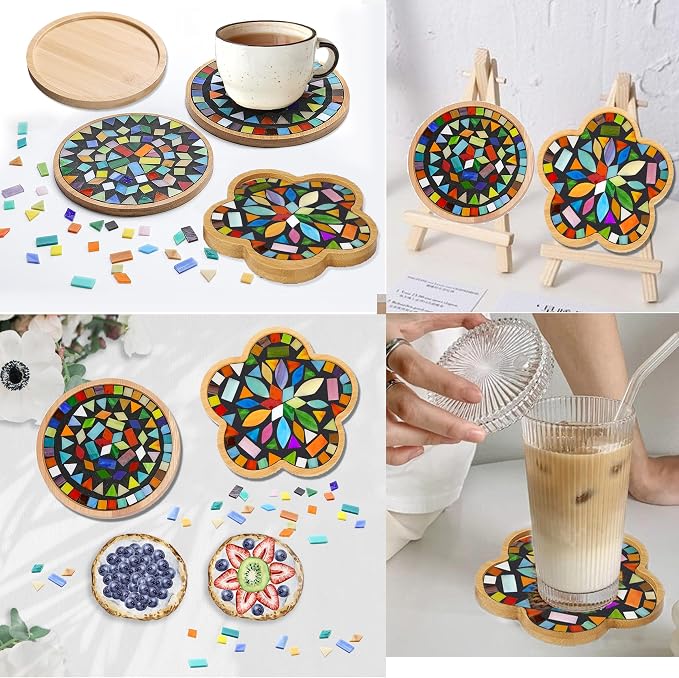 DIY Mosaic Tiles for Crafts, Mixed Stained Glass Ceramic Mosaic Craft Kits for - Image 5