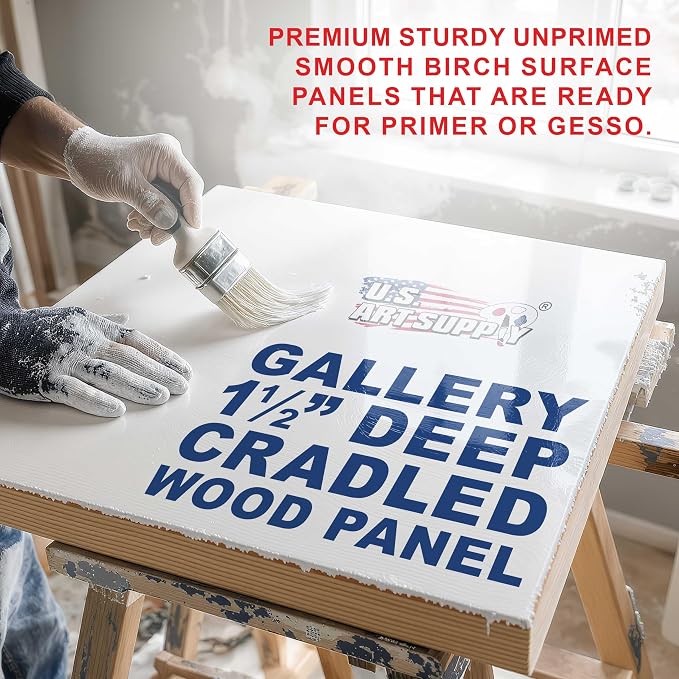 U.S. Art Supply 24" x 36" Unfinished Cradled Wood Panels - Image 3