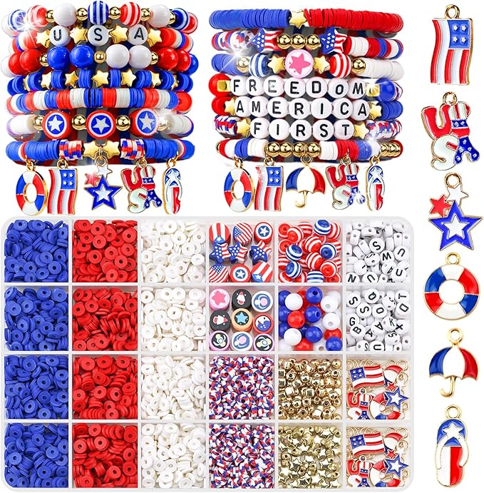 Gionlion 4th of July Decorations Bracelet Making Kit by Gionlion