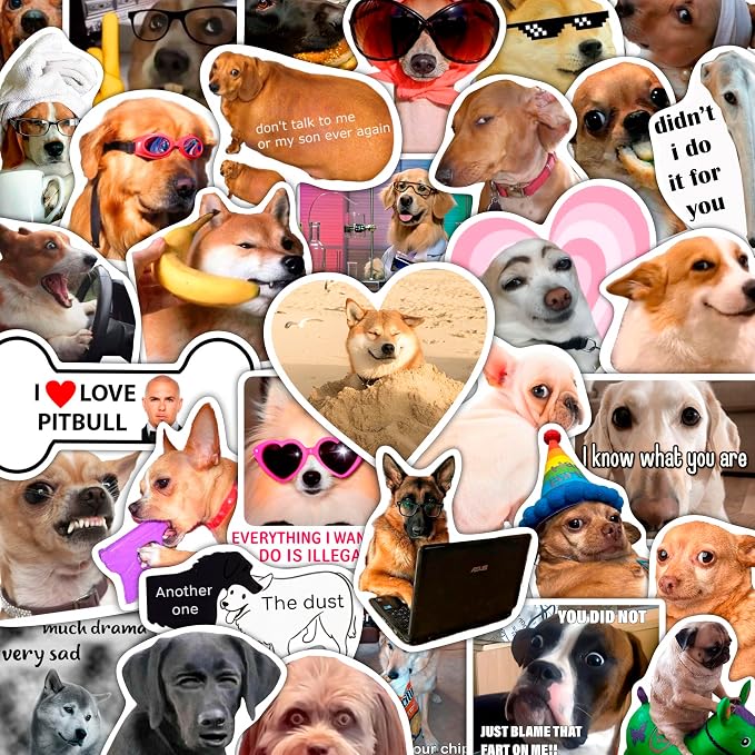 100Pcs Dog Meme Stickers for Water Bottle, Laptop by BulbaCraft